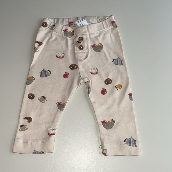 H&M Baby 2 Pack Organic Cotton Brown & Cream Breakfast Print Leggings - Picture 7 of 13